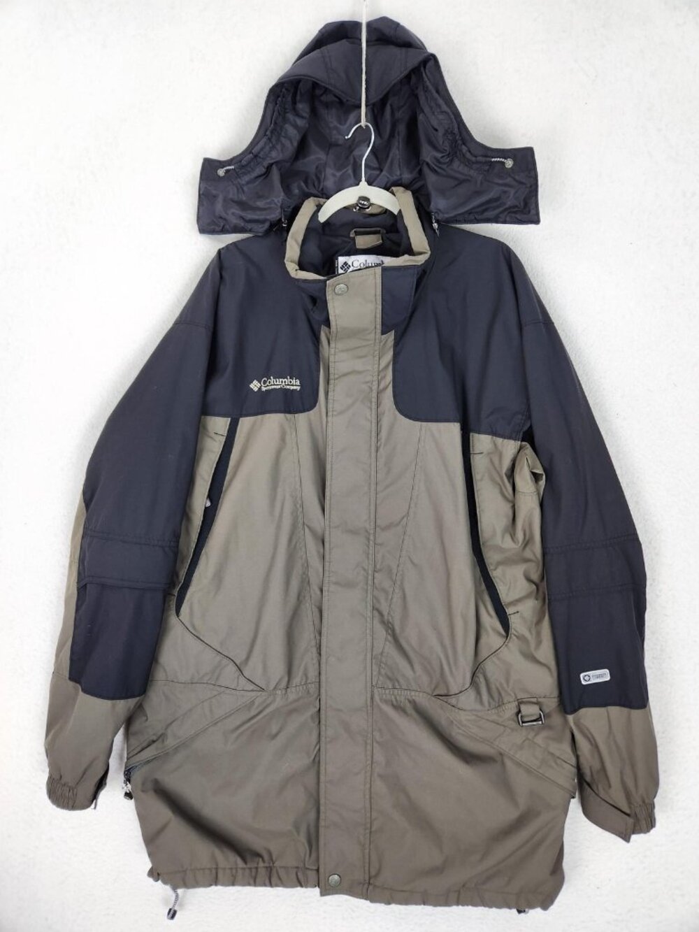 Columbia Jacket Mens XLT Green Gray Double Whammy Hooded Ski Parka JACKET ONLY